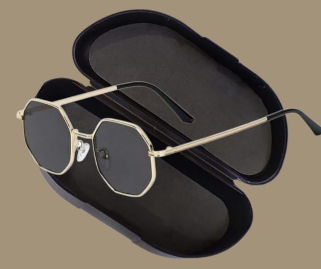 Suga Octagon Round Black Sunglasses - Premium UV Protection Stylish Unisex Eyewear